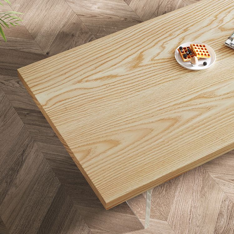 Solid Wood Top Dinner Table Modern Natural Acrylic Tripod Dining Table
