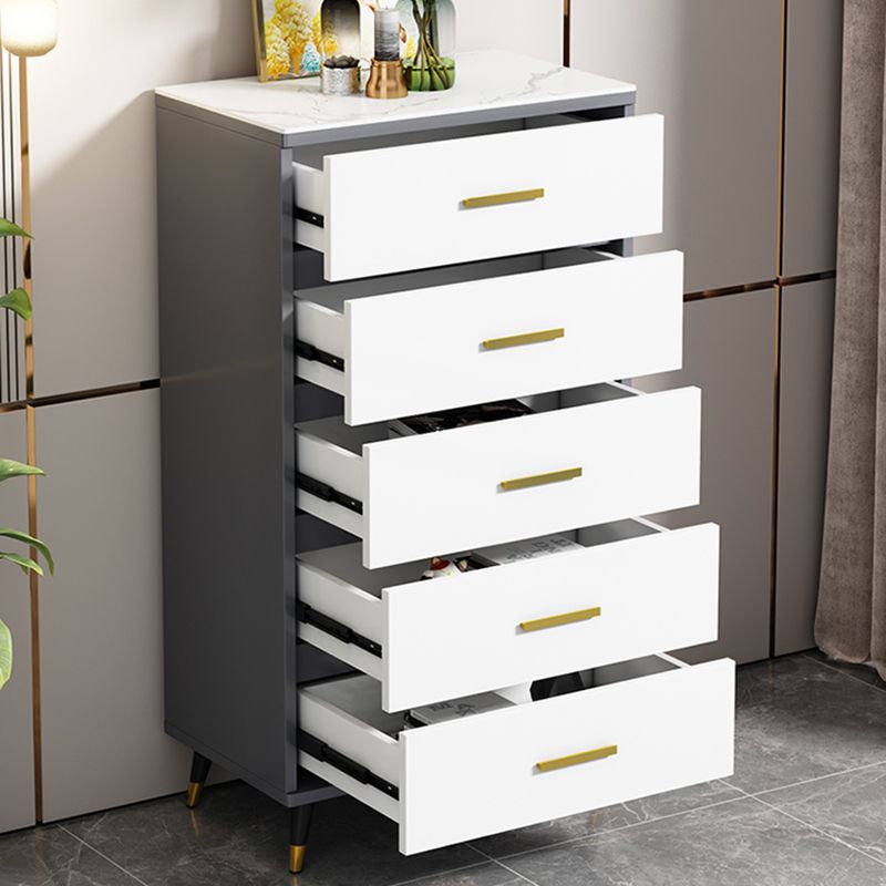 Stone Glam Storage Chest Bedroom Vertical Chest with Drawers