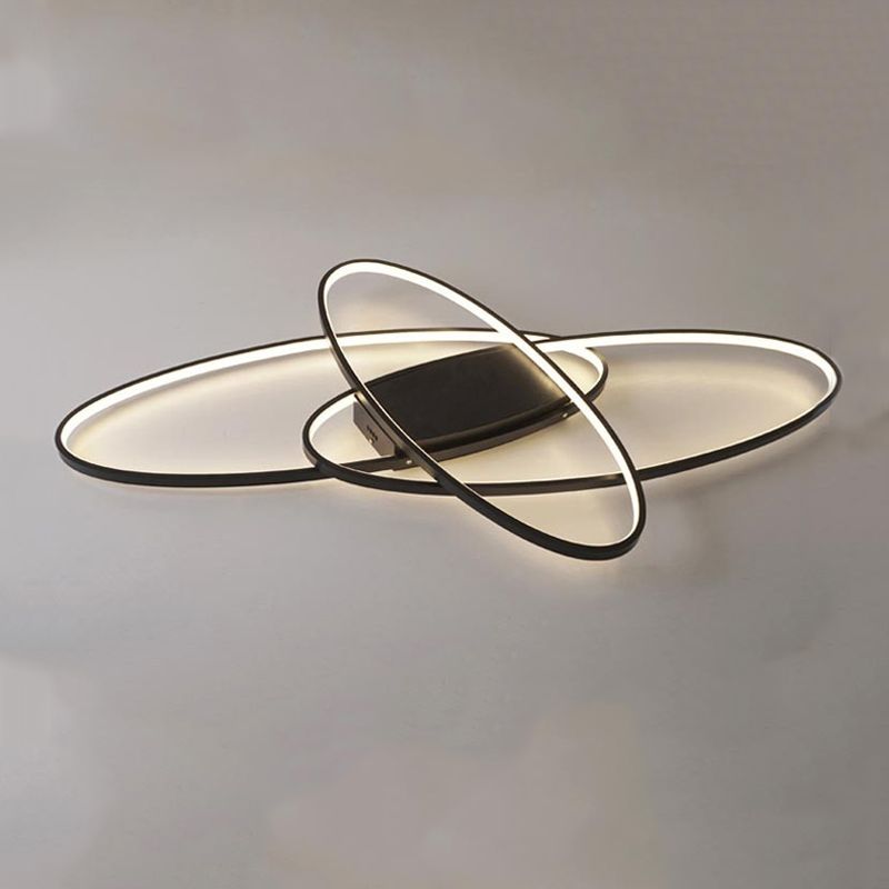 Contemporary Oval Flush Light Fixture Metal 3 Light Flush Mount Lights