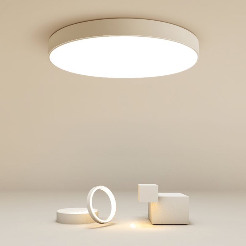 Plafonnier LED circulaire blanc en fer forgé de simplicité moderne avec abat-jour en acrylique