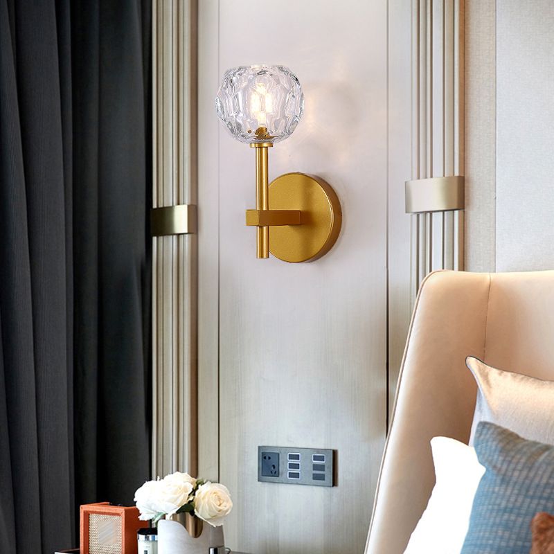 Modern Style Wall Light Fixture Crystal Shade Sconce Light Fixture for Bedroom