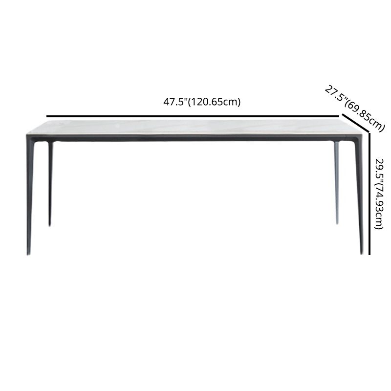 Modern Sintered Stone White Dining Set with Rectangle Table and Black Legs Home Dining Set