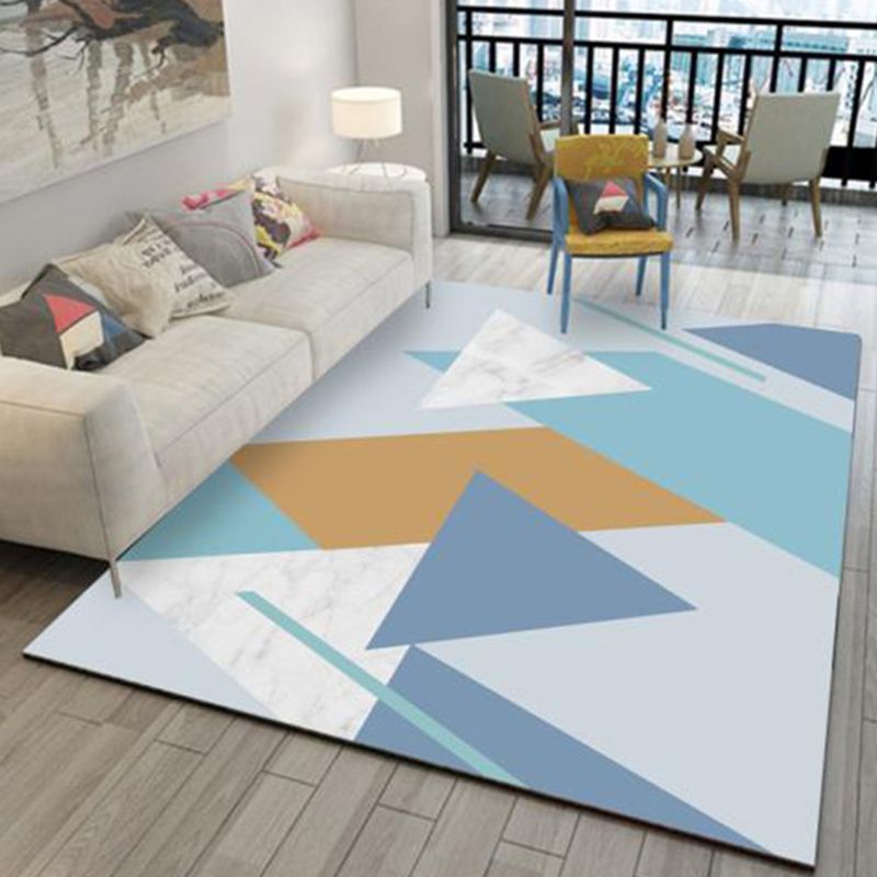 Multi-Color Creative Contemporary Rug Funky Geometrical Design Area Carpet Polyester Anti-Slip Backing Rug for Living Room