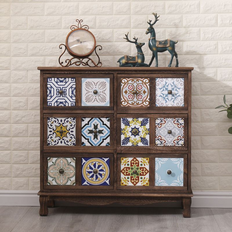 Nautical Bedroom Storage Chest Solid Wood Chest in Brown with Drawers