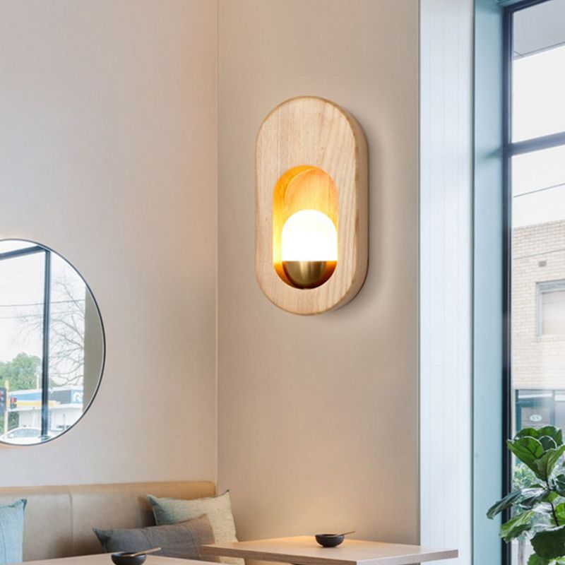 Modern Style Oval Wall Light Sconces Wood 1 Light Wall Lighting Ideas