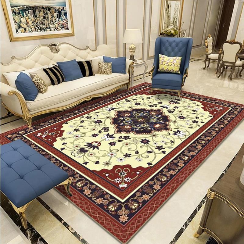 Funky Area Rug Medallion Print European Carpet Polyester Stain Resistant Area Rug for Living Room