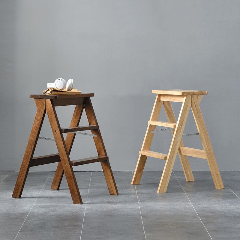 Taburete de bar rectangular apilable, taburete de bar de madera moderno sin brazos con reposapiés