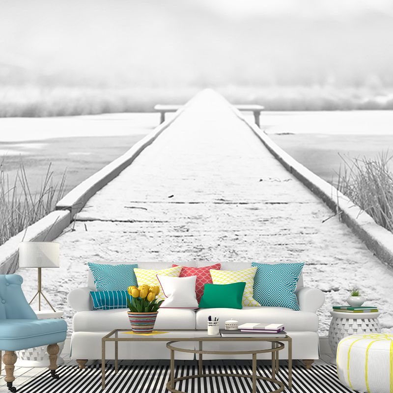 Wooden Bridge Space Extension Mural Wallpaper Mildew Resistant Decorative Wall Covering