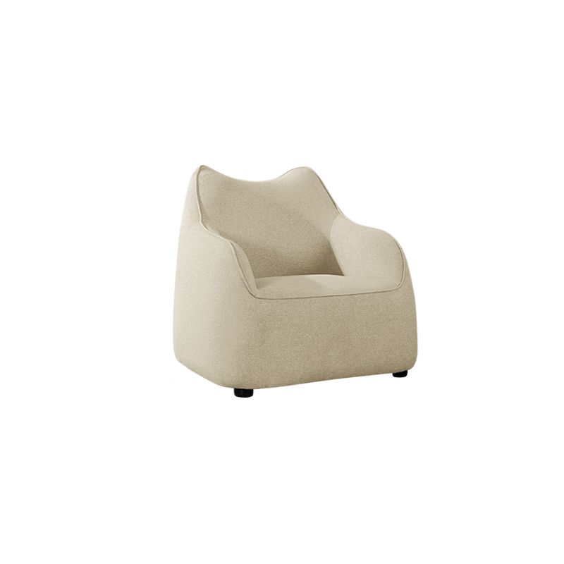 Track Arms Armchair Linen Blend Accent Armchair with Solid Wood Frame, Camel Back