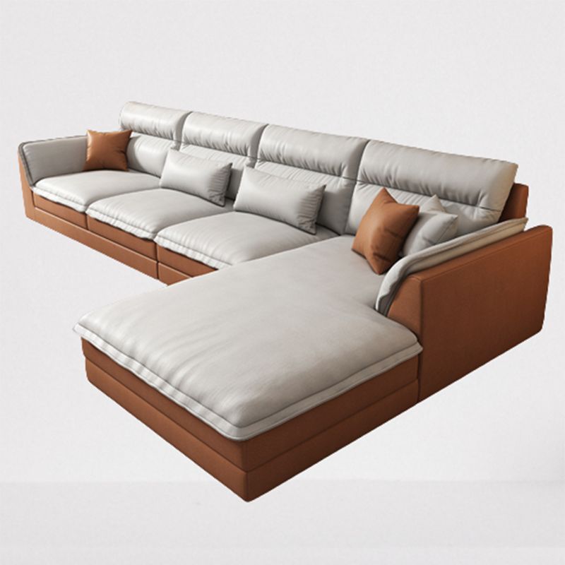 Modern Pillow Back Sectionals Faux Leather Pillow Top Arm Sectionals