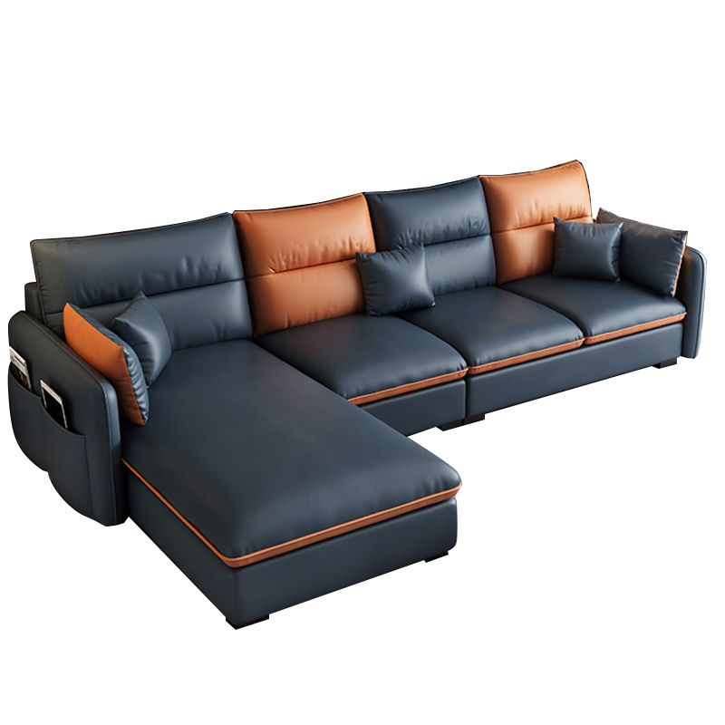 66" Wide Contemporary Sectional Sofa Leather L-Shape Sectionals