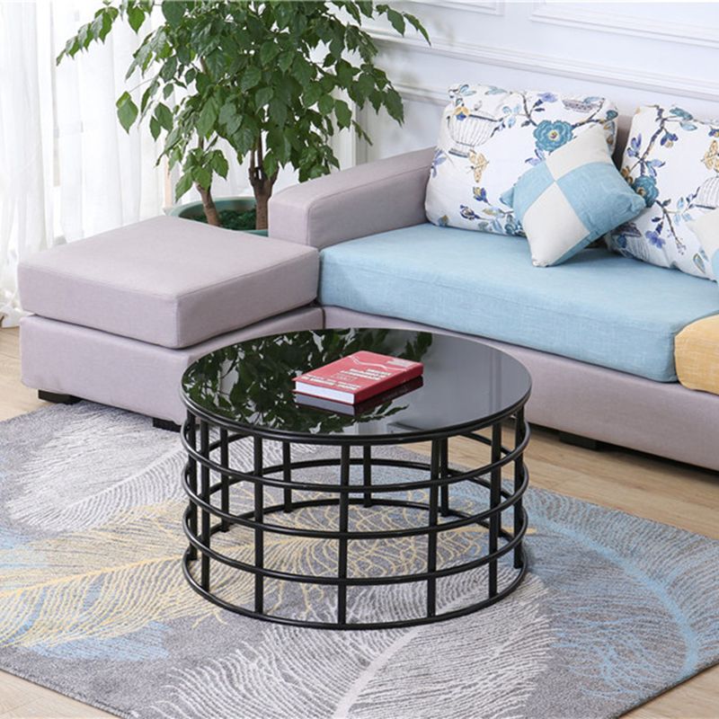 Contemporary Simple Glass Round Coffee Cocktail Table - 17.7" H