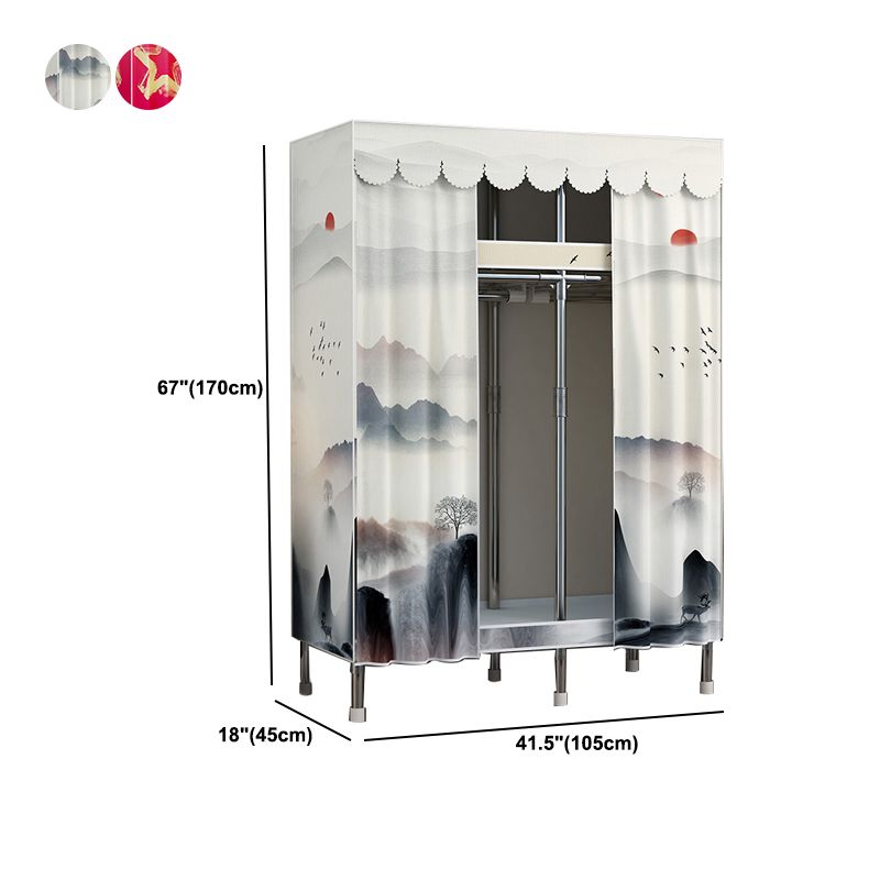 Modern Style Metal Wardrobe 2-Teir Bedroom Wardrobe Closet with Legs