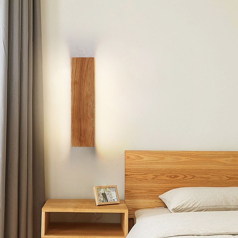 Modernism Single Beige Bathroom Vanity Light Wooden LED Bath Bar