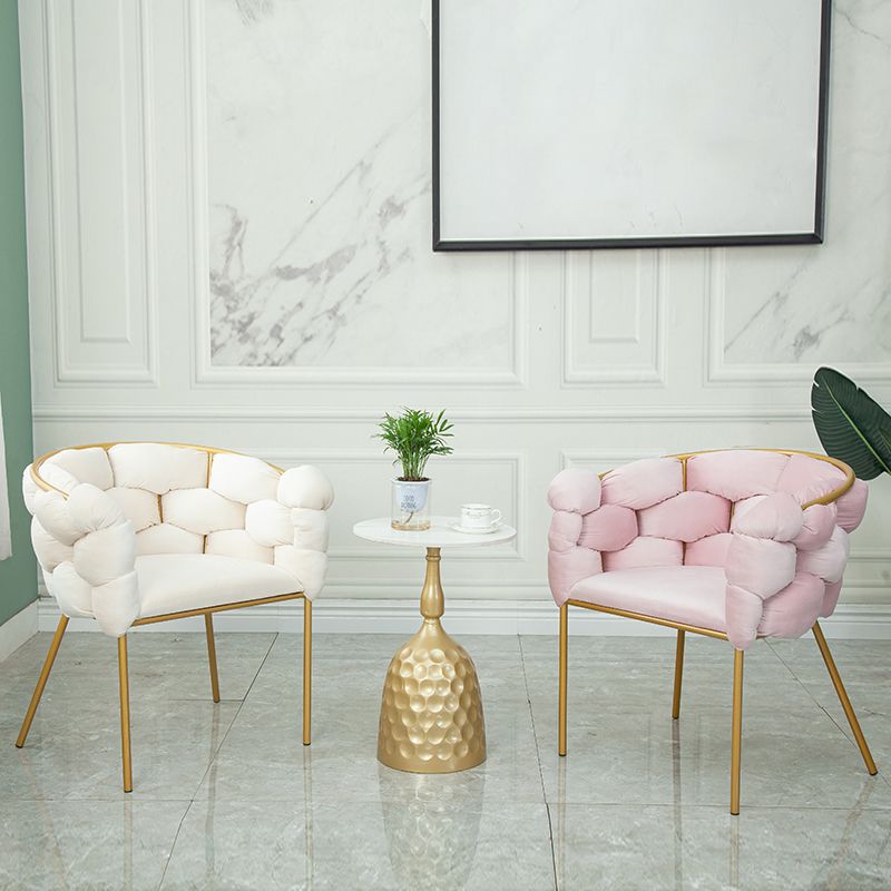 Glam Metal Dining Room Chair Velvet Dining Side Chair for Home Use