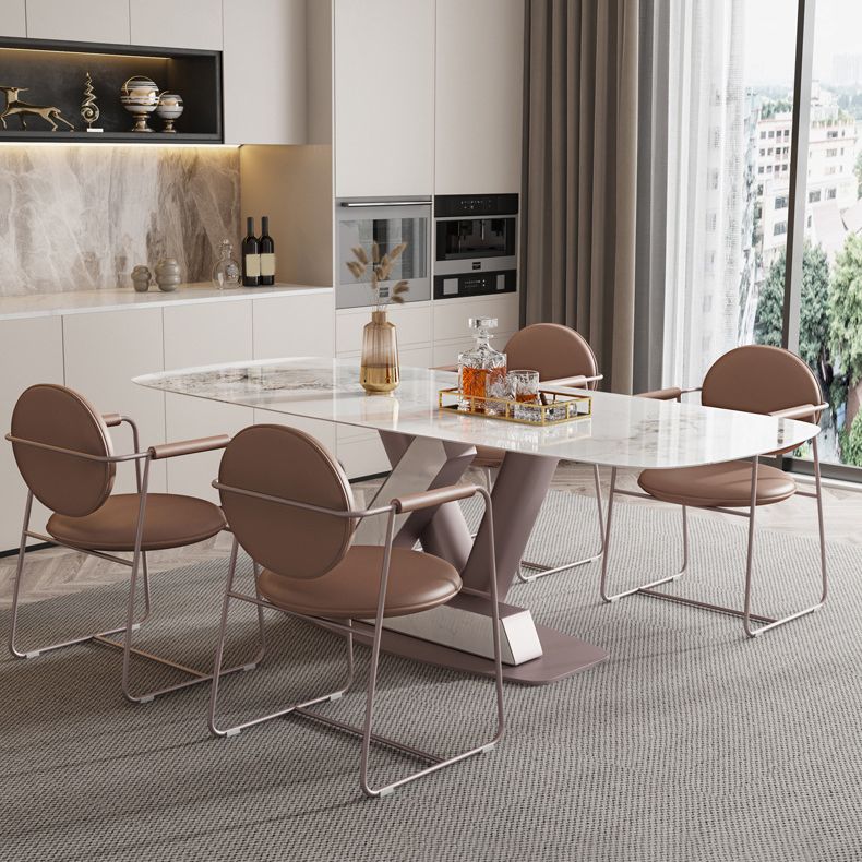 Nordic 1/5/7 Pieces Rectangle Dining Set Sintered Stone Top Dining Room Table Set