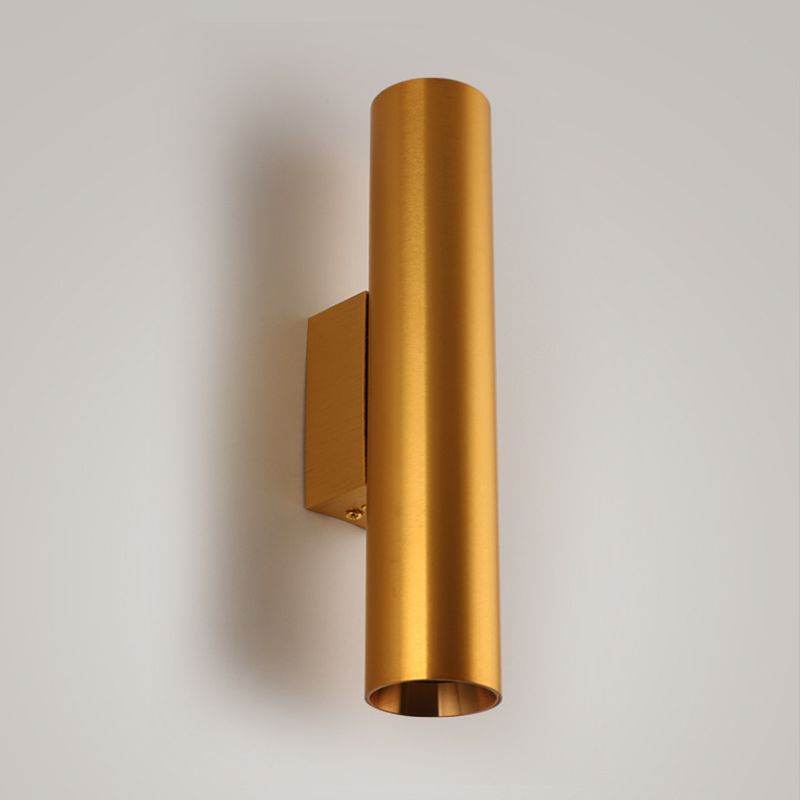 2 Lights Cylinder Wall Mounted Lamps Modern Style Metal Wall Sconces