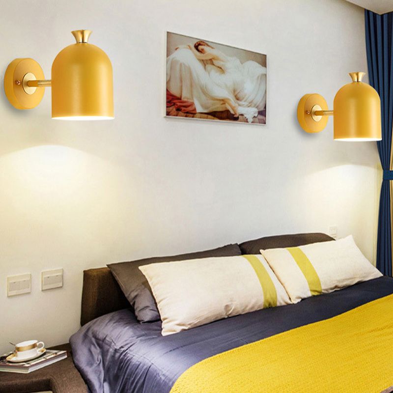 Macaron Style Wall Lamp 1-Light Wall Mount Lamp with Metal Shade for Bedroom