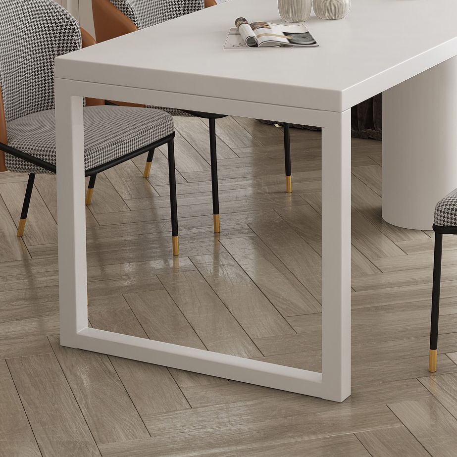 Modern Style Dining Table White Home Use Dining Table with Double Pedestal Base