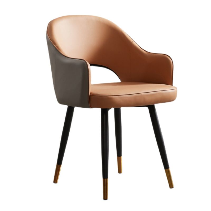Sillas de comedor de metal de estilo nórdico, silla lateral con brazo trasero abierto para cocina