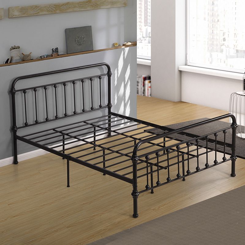 Contemporary Standard Bed Iron Frame with Rectangular Spindle Headboard