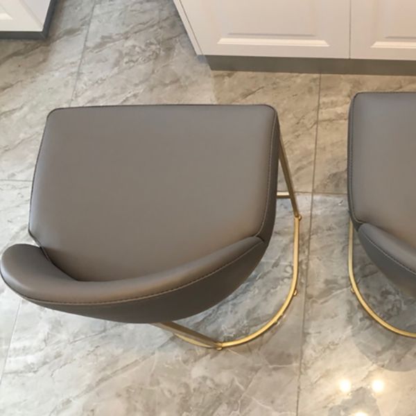 Glam Faux Leather Counter Height Stool Metal Bar Stool Bar Stool with Footrest