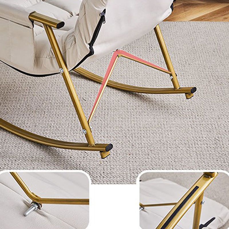 Contemporary Rocker Chair Metal Frame Spindle Rocker Chair with Cushions