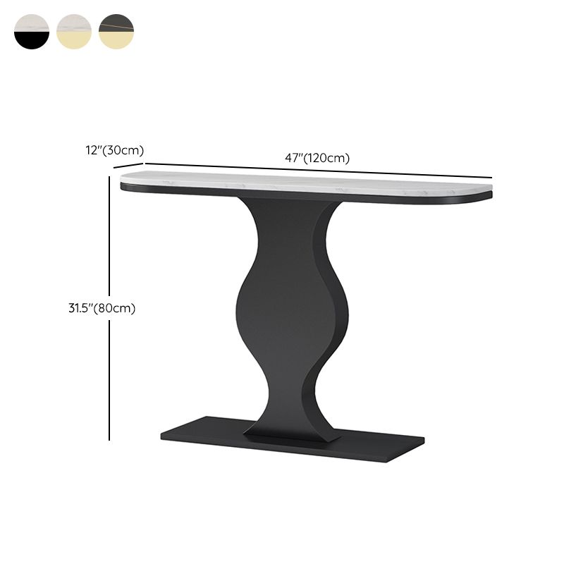Modern 11.81" W Console Table Stone Half Moon Accent Table for Hall