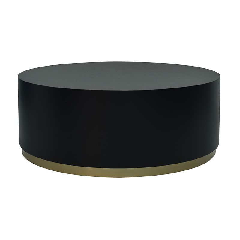 Modern Wood Coffee Table with Drawers Cocktail Table Round in Black