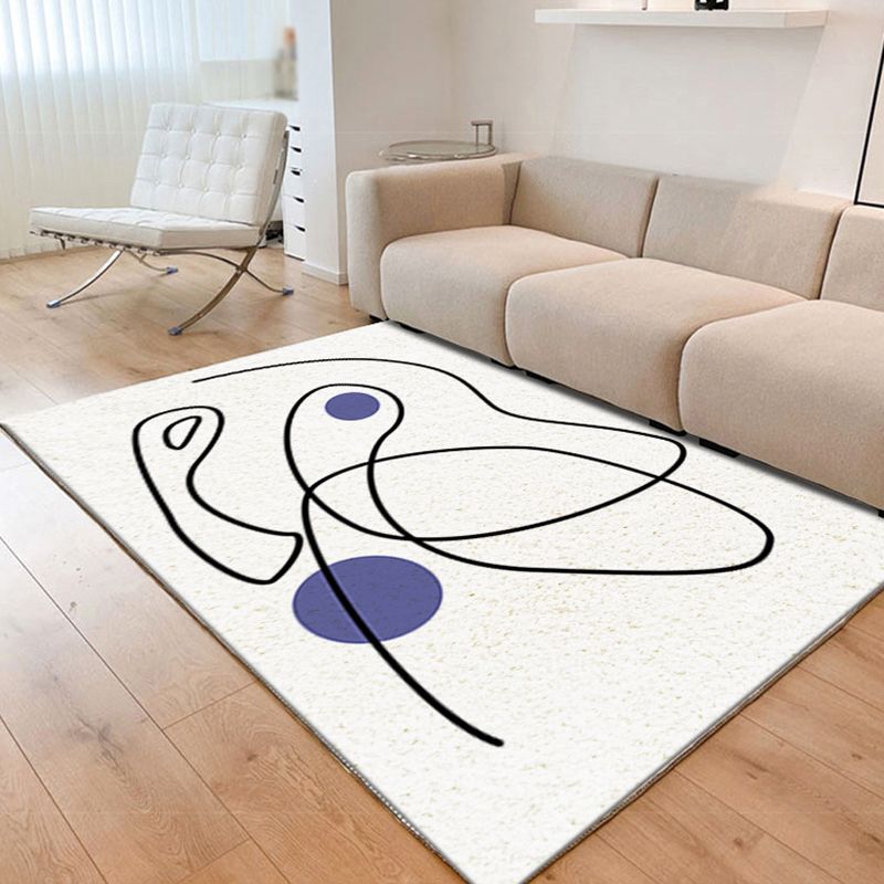 Simple Line Color Block Rug Living Room Bedroom Non-slip Carpet Stain Resistant Rug