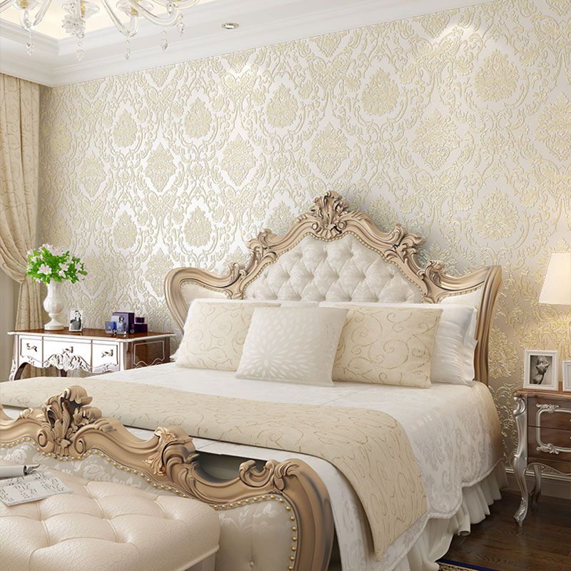 20.5-inch x 31-foot Decorative Wallpaper Bedroom 3D Print Damask Design Wall Art