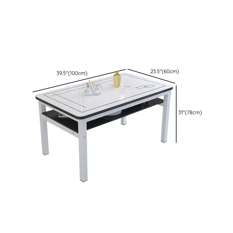 Modern Tempered Glass Desktop Rectangle Dining Table for Dining Room