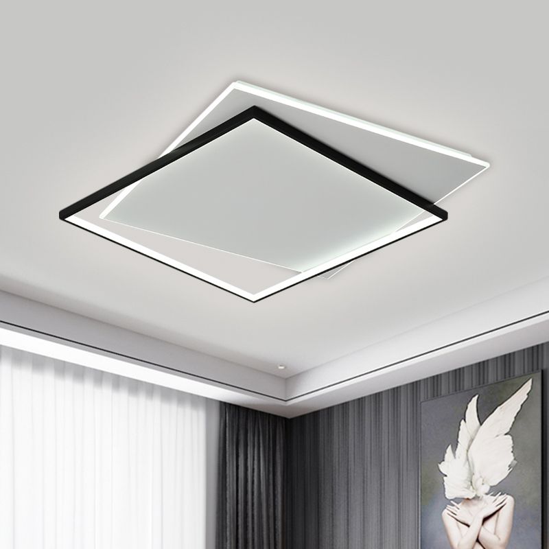 Overlapping Metallic Flush Mount Light Modernist LED Black Ceiling Mounted Fixture, 18"/21.5" Wide