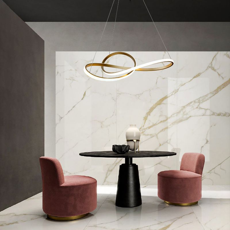 Lampadario moderno a pendente a LED lineare a LED Lampone in alluminio in alluminio in oro