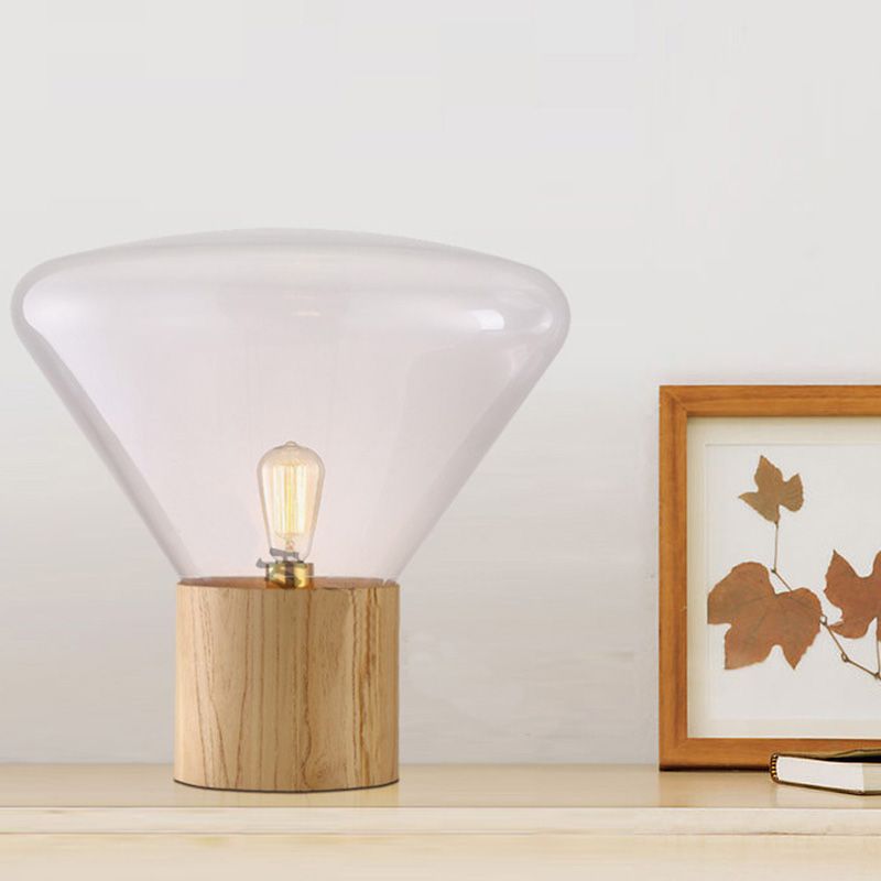 Lámpara de mesa de cono de simplicidad ultramoderna lámpara de vidrio transparente para el dormitorio