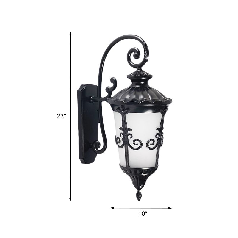 Applique murale en verre dépoli blanc pour ferme, 1 lumière, pour balcon, noir