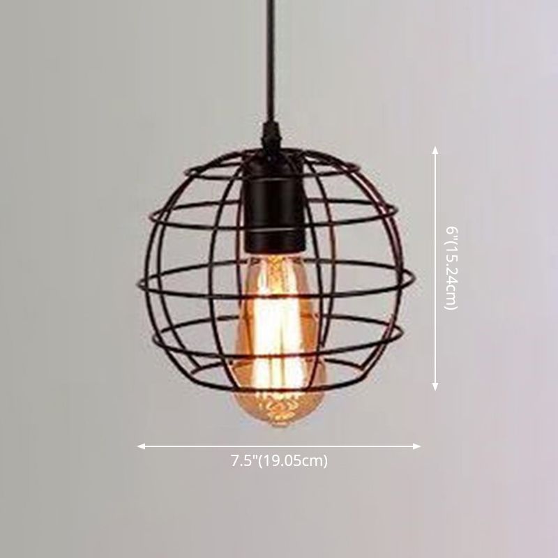 1 licht gekooide hangende verlichtingsarmaturen retro industriële stijl metallic hangende hanglampen voor bar