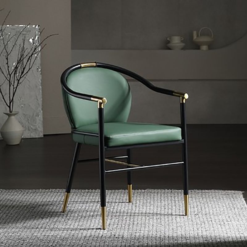 Contemporary Metal Dining Room Chair Arm Upholstered Side Chairs for Home Use