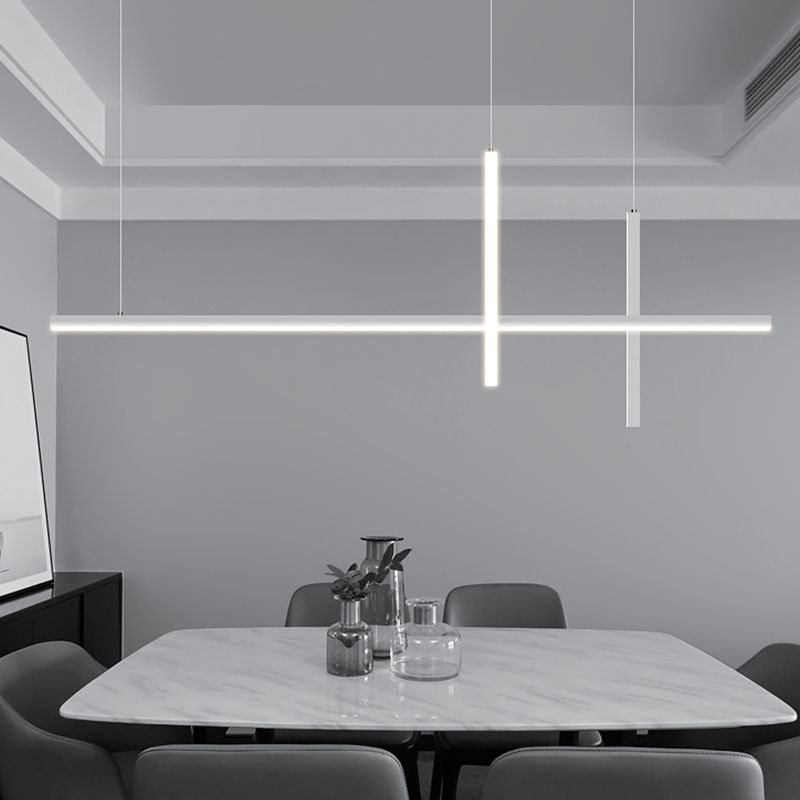 Modern Aluminium Island Lighting Fixtures Linear 3-Head Restaurant LED Suspension Lamp