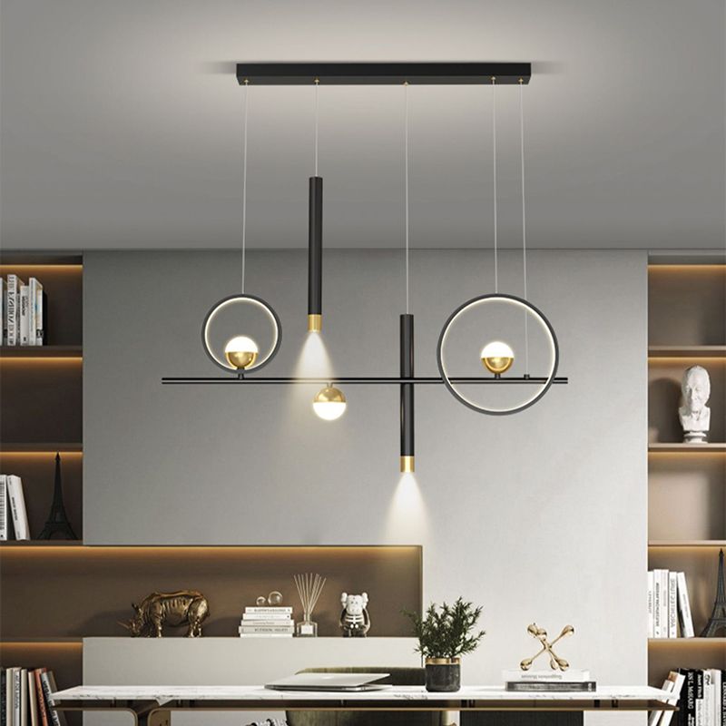 Nuove moderne idee di illuminazione dell'isola a led in metallo Lampada lampadario lineare per sala da pranzo