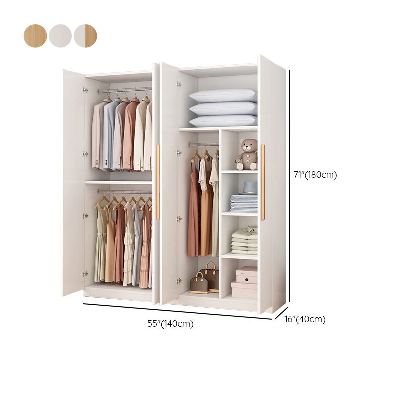 Wooden Frame Wardrobe Freestanding Wardrobe Armoire with Shelves and Clothes Rail