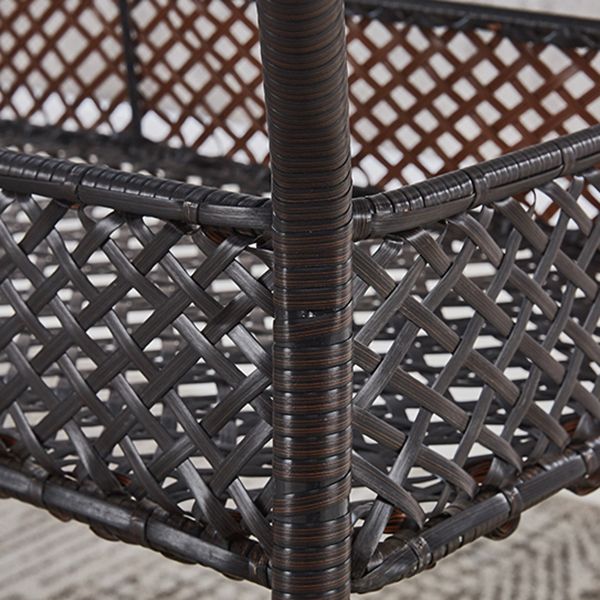 Rattan Contemporary Rectangular Dining Table Glass Top Table for Dining Room