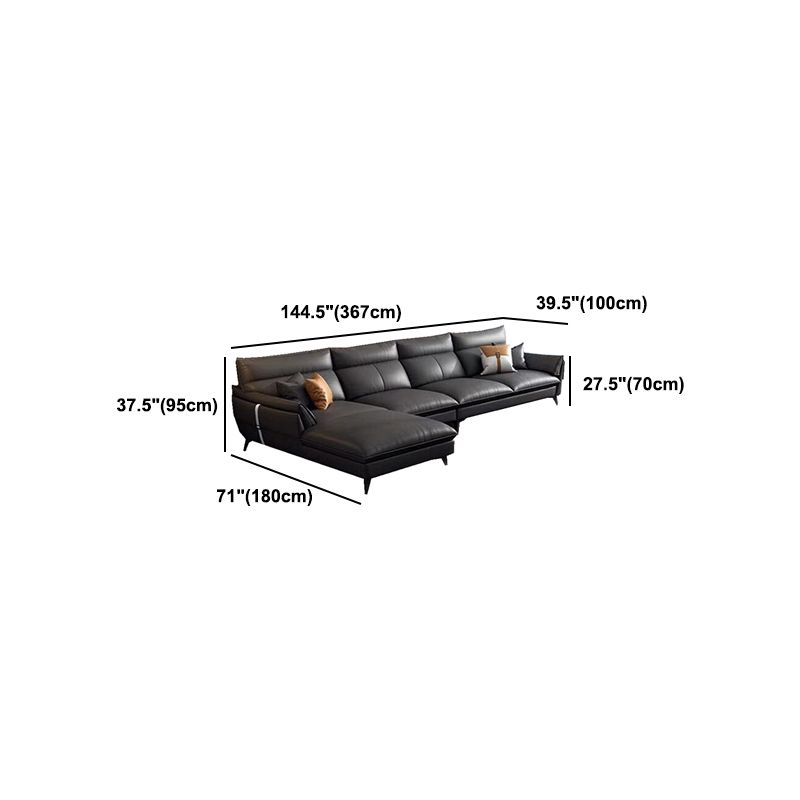 Black/grey Leather Sofa Armrest and Cushioning Back Sponge/latex Seat Filling Sofa Bed