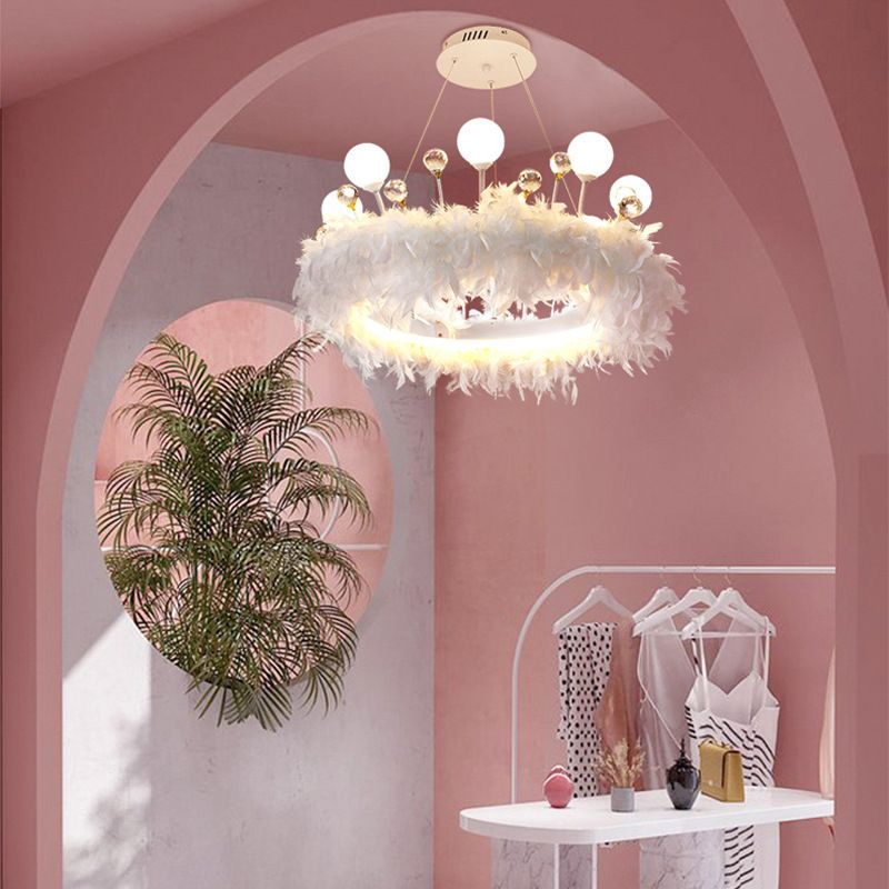 Multi-lights ring plafond hanglampen moderne stijl veer kroonluchter verlichting
