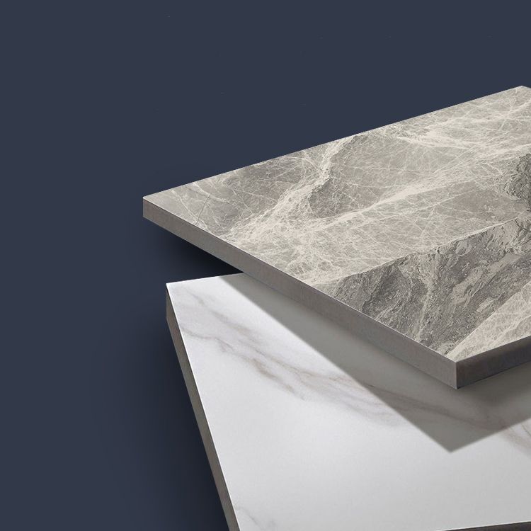 Contemporary Style Kitchen Sintered Stone Rectangle Table With 4 Legs Base