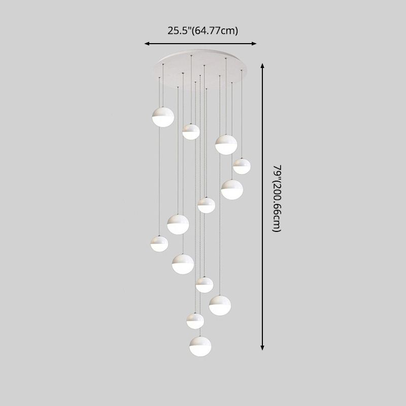 Modern Ball Shape Pendant Glass Multiple Hanging Ceiling Light for Spiral Stair