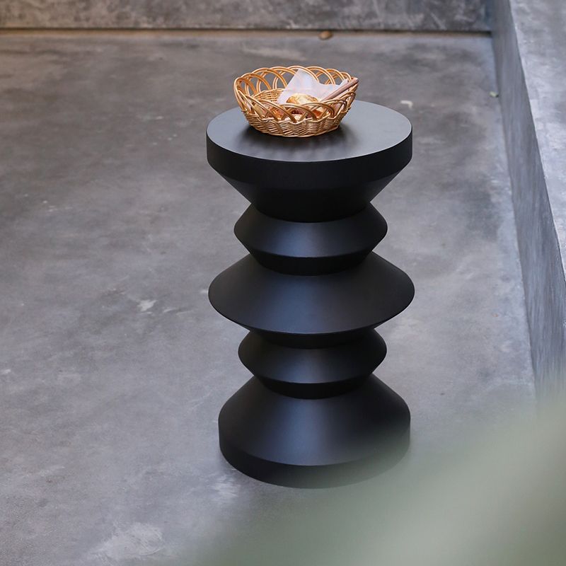 14" Wide Contemporary Corner Table Round Metal Black Side Table