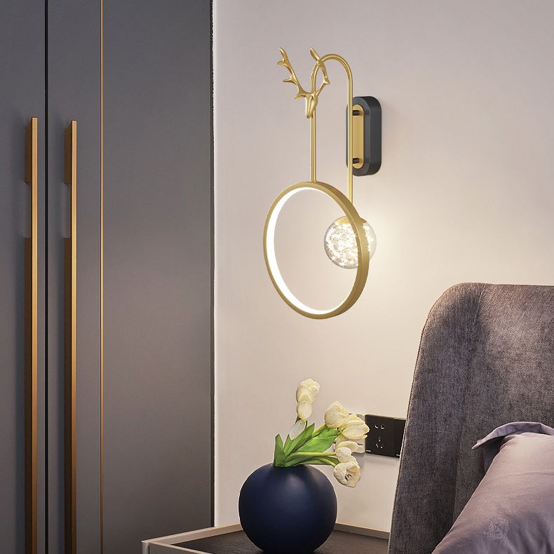 Modern Minimalist Style Circular Wall Mounted Light fixture Glass Wall Light Sconces with Antlers