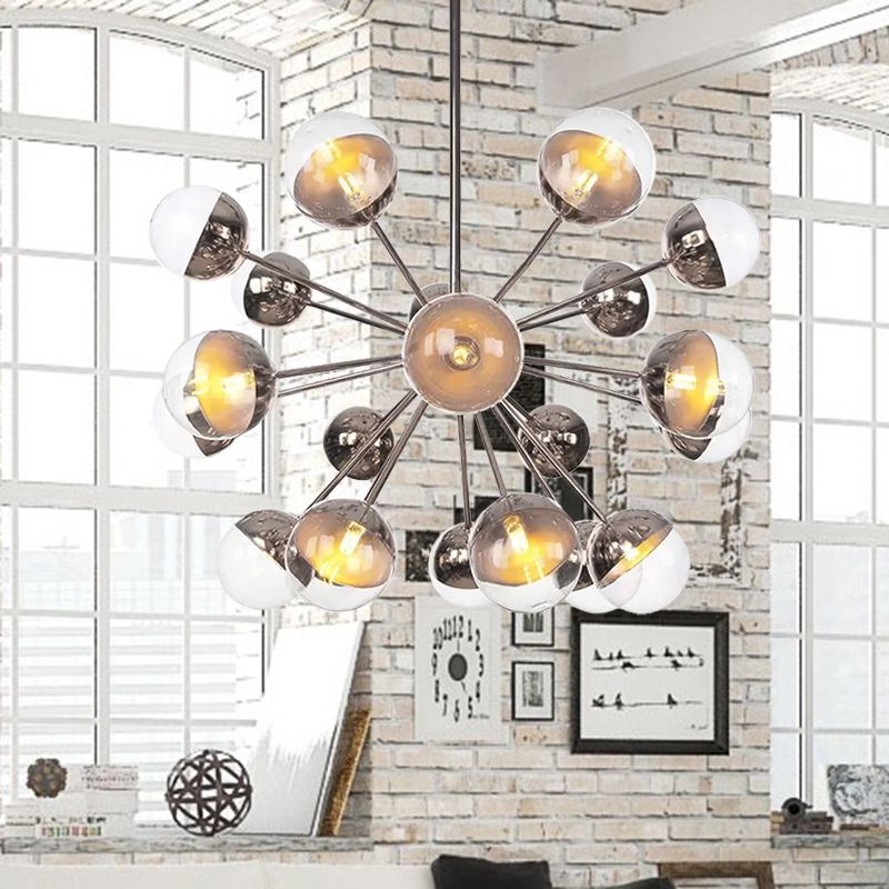 Semi-encastré Globe pour salle à manger, verre blanc/transparent/gris fumée, 9/12/15 lumières, luminaire semi-encastré contemporain en cuivre/chrome/or