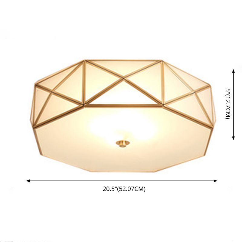 Brass Geometric Flush Mount Lamp Minimalist Glass Bedroom Flush Mount Light Fixture